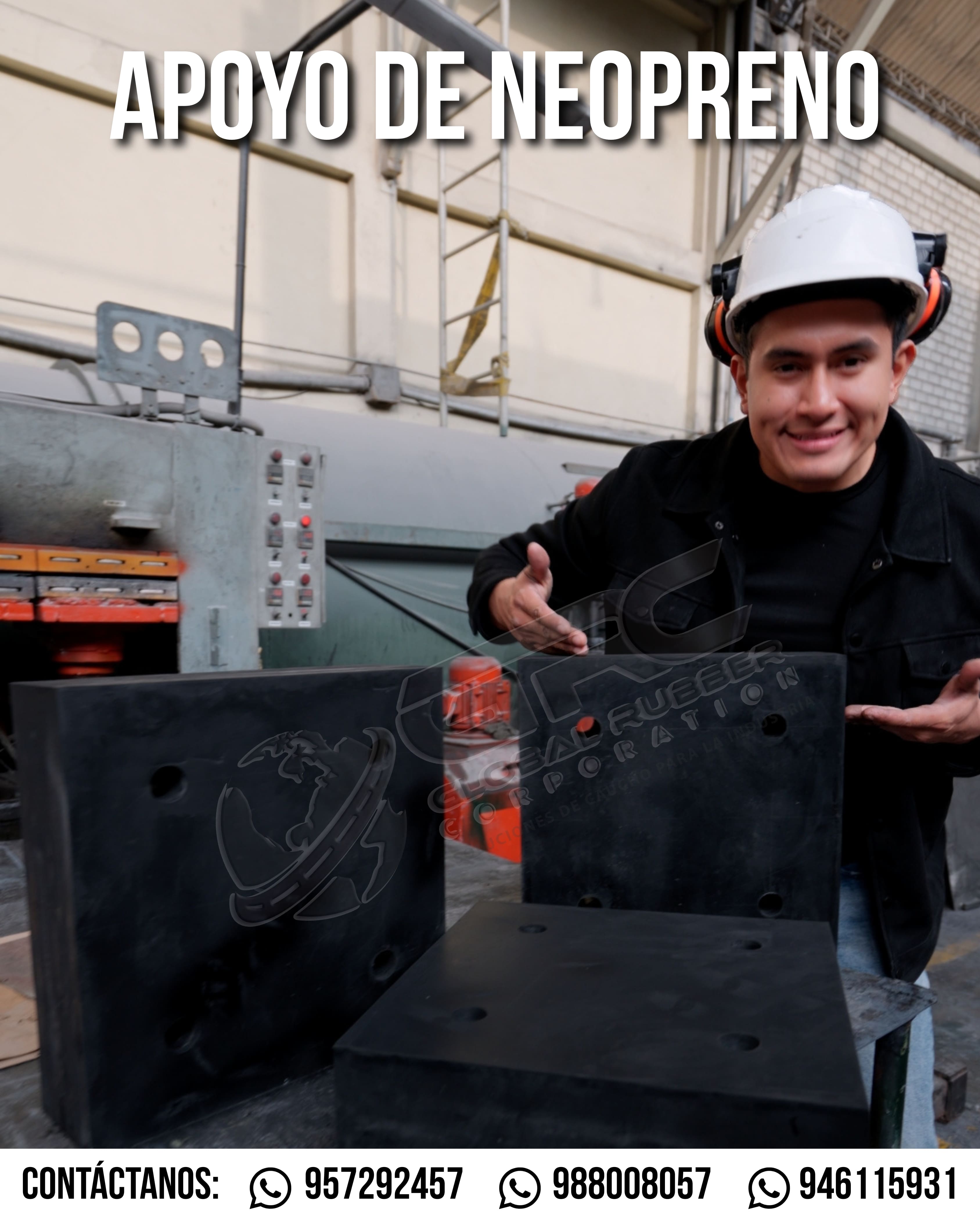 Apoyos de caucho y neopreno laminado con acero interno, de alta resistencia para infraestructura.