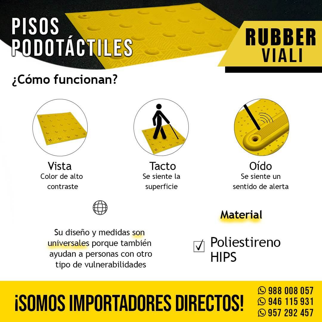 Nuestros pisos podotáctiles, los cuales son elaborados a base de poliuretano, sirven para guiar y orientar a las personas con deficiencia visual o alguna otra discapacidad sobre algún peligro como resbalones o caídas, brindando un ambiente más seguro.