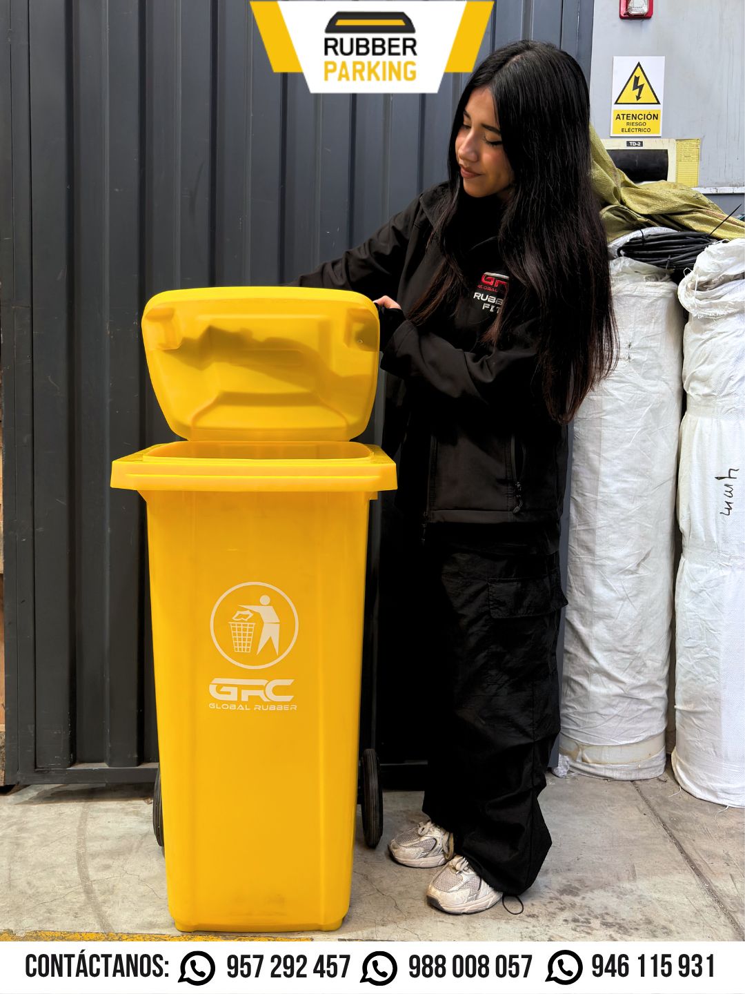 Tacho de basura 120 litros amarillo